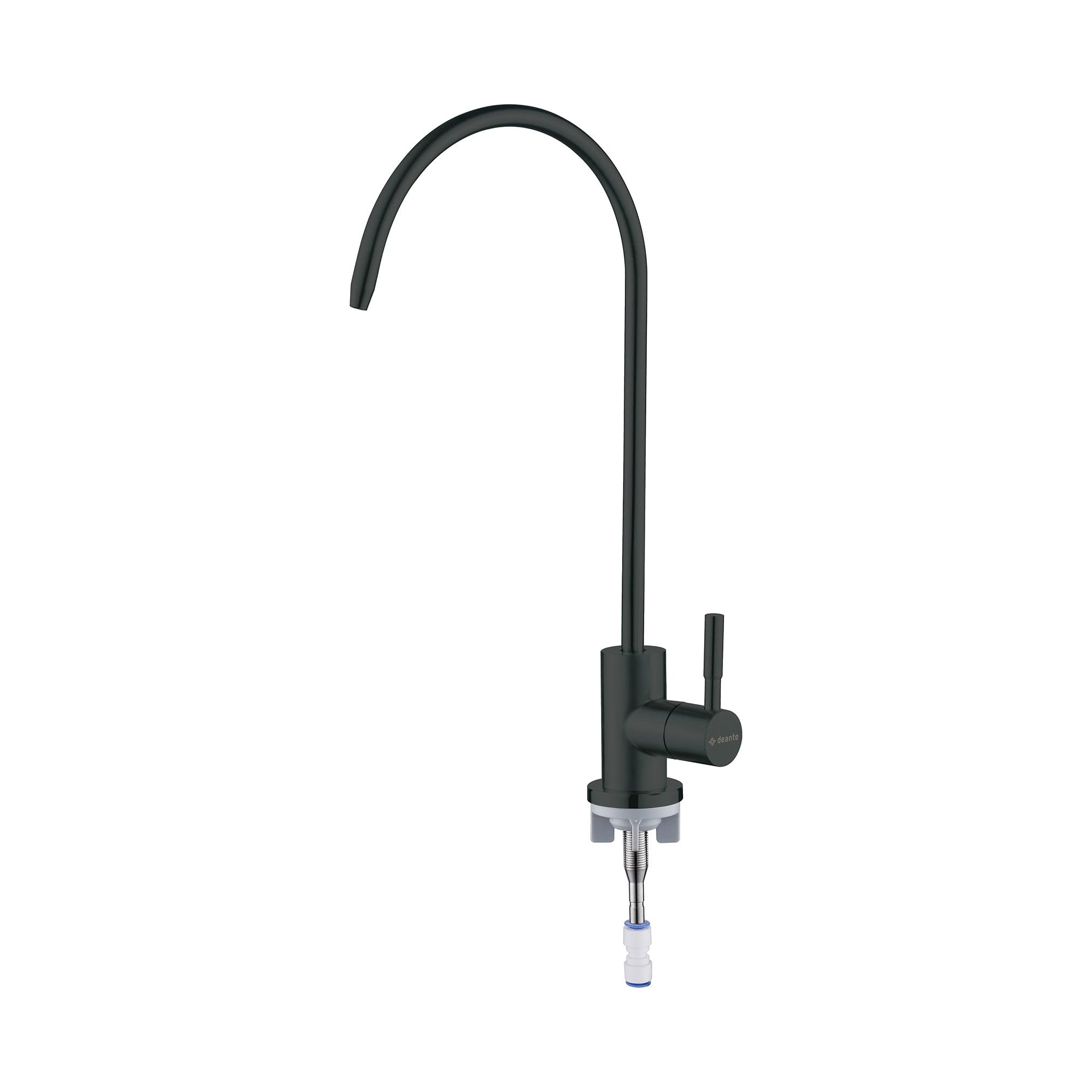 Deante Swan Neck Single Flow Drinking Water Tap, Chrome, Swivel Spout, Deck Mounted, Modern Kitchen Faucet (Matt Black)