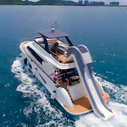 YEYUBIW Inflatable Water Yacht Slide Floating Water with Air Pump and Heightened Safety Net for Summer Sports Park Lake,19.6Ft/6M,White