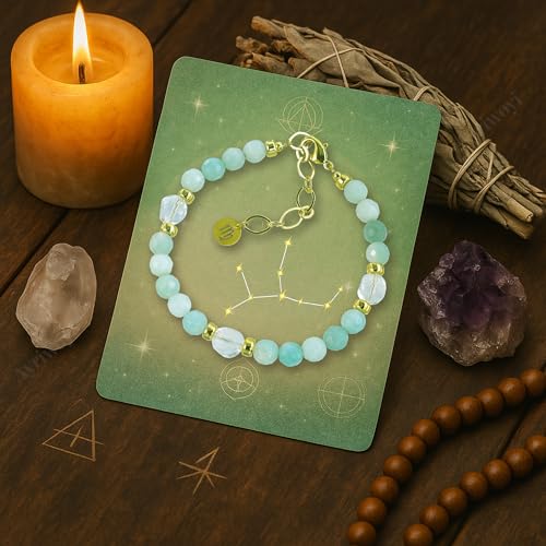 Zodiac Bracelets for Women 12 Constellations Healing Crystal Shiny Facet Beads Birthstone Bracelet Birthday Inspirational Gifts for Women Horoscope Astrological Bracelet4