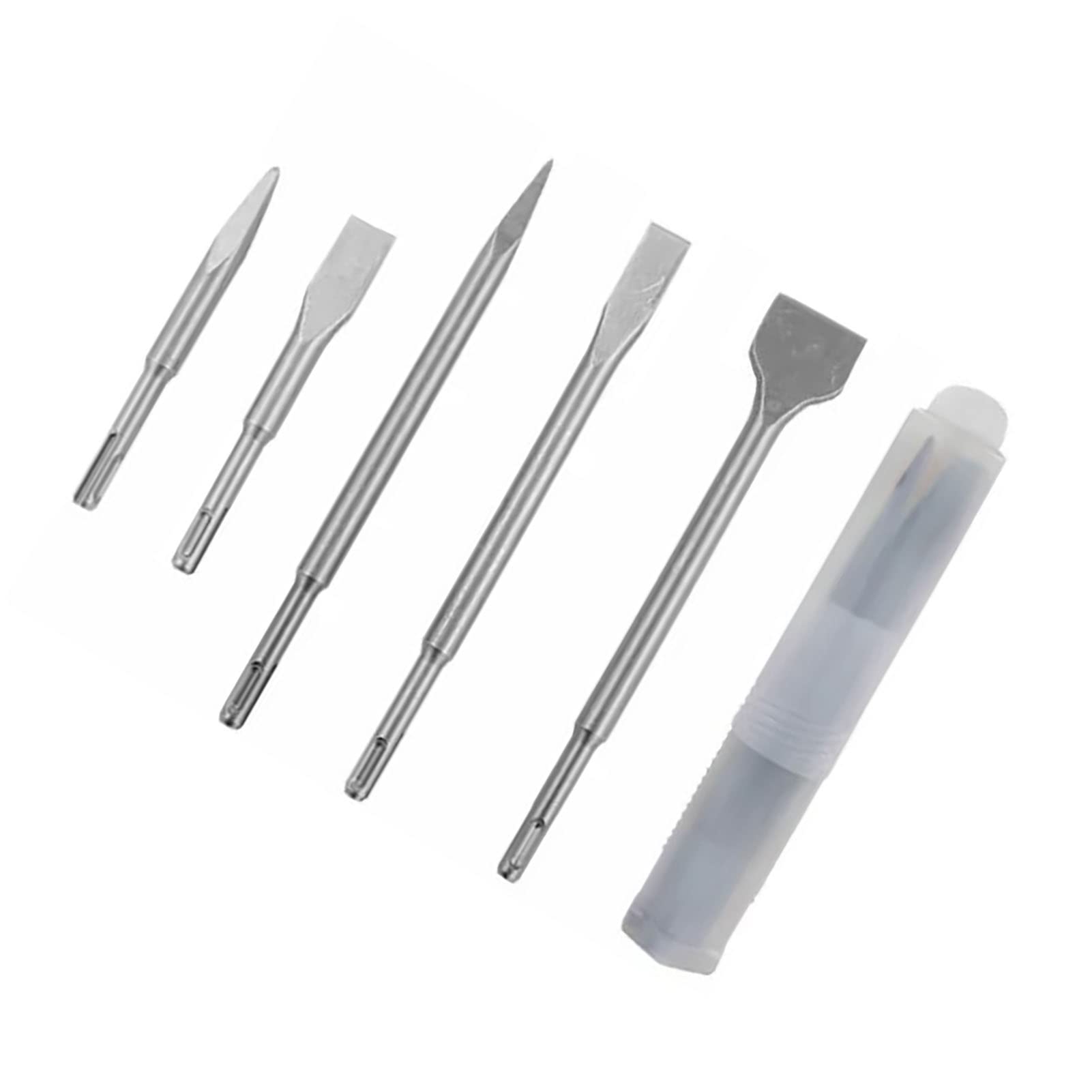 Set 5 Scalpelli SDS Plus Acciaio 40Cr, 2 Appuntiti 3 Piatti | Scalpelli SDS Plus Resistenti All’Usura, Gambo Standard Montaggio Veloce Per Lavori Murari E Fai Da Te