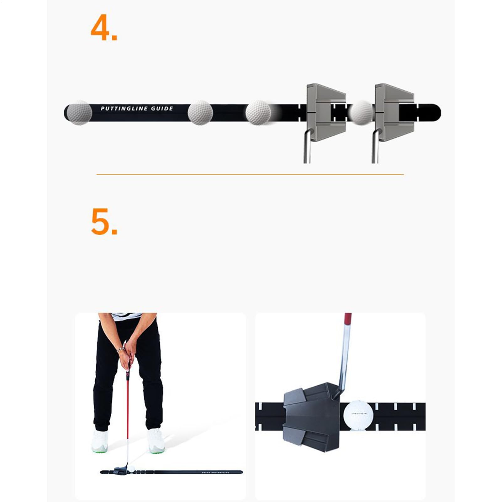 Piccello Guide Ruler 35.43x1.57x1.57 Golf Putter Alignment Rail Práctica portátil