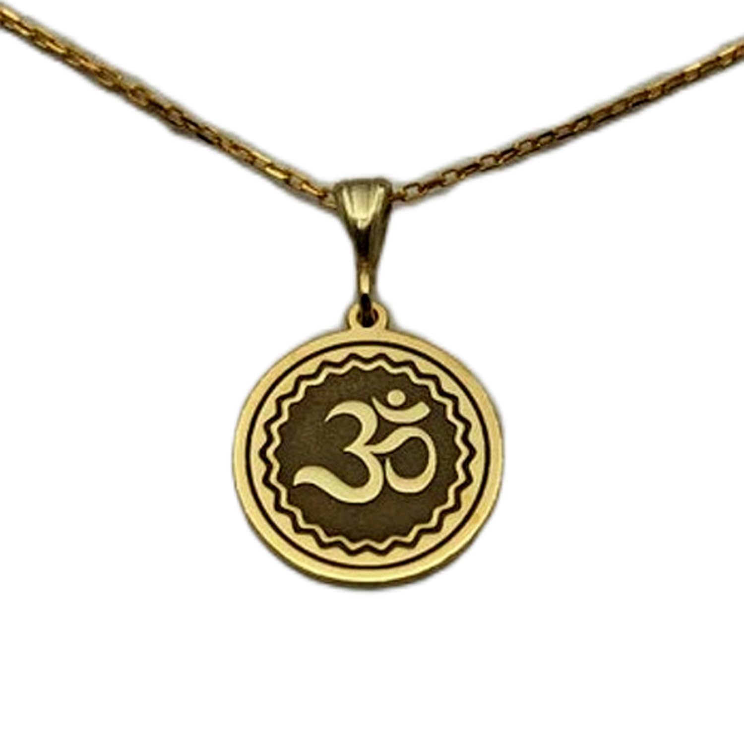 LKBEADS Collana in argento sterling 925 da 22 mm | catena da 18 pollici | ciondolo inciso om per meditazione yoga amante om minimalista spirituale minuscolo donna | placcatura in oro | L_01824