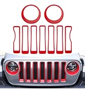 LAIKOU 9PCs Upgrade Front Grille Insert Grill Cover and Headlight Lamp Cover Trim Exterior Access...