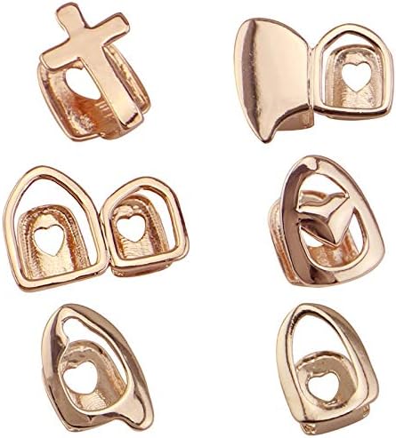 6PC 18K Plated Gold Grillz Mouth Teeth Top Tooth Single Grill Cap for Teeth Mouth Party Accessories Teeth Grills