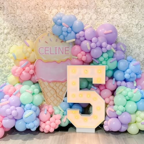 Image of 145pcs Pastel Balloons Different Sizes 18 inch 12 inch 10 inch 5 inch Latex Balloon Garland Arch Kit for Birthday Rainbow Party Baby Shower Easter Party Decorations