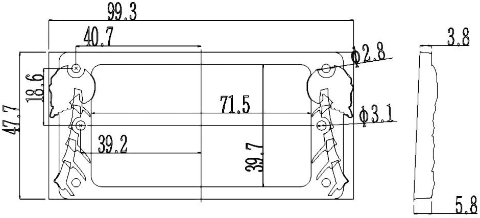 Miniatura 5 de Guyker Cubierta Humbucker plana de metal, juego de anillos de montaje para pastilla, marco de pastillas para cuello de puente, pieza de repuesto