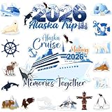 18 PCS Alaska Cruise Door Decorations Magnetic 2026 Alaskan Cruise Ship Door Magnets Funny Alaska Trip Cruise Magnetic Stickers Decals for Car Fridge Refrigerator Alaskan Carnival Cruise Ship Magnet