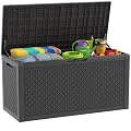 ATMELT 140 Gallon Outdoor Storage Box, Deck Box Waterproof, Toy Storage Bin