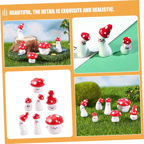 Champignons miniatures en résine x7 pour déco de bonsaï - 3