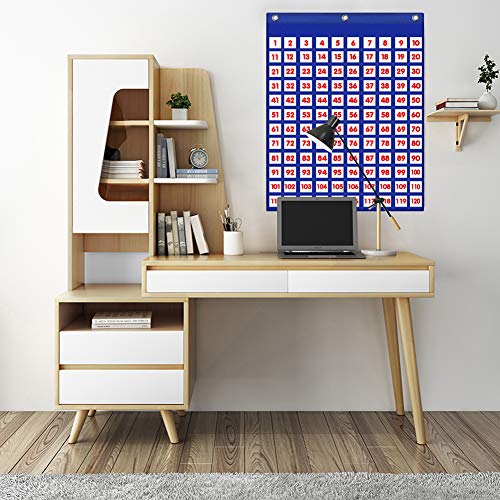 Eamay Hundred Pocket Chart/Counting 1-120 Numbers Chart, With 120 Clear Pockets And 130 Colored Number Cards (120 Pockets) #TOP3