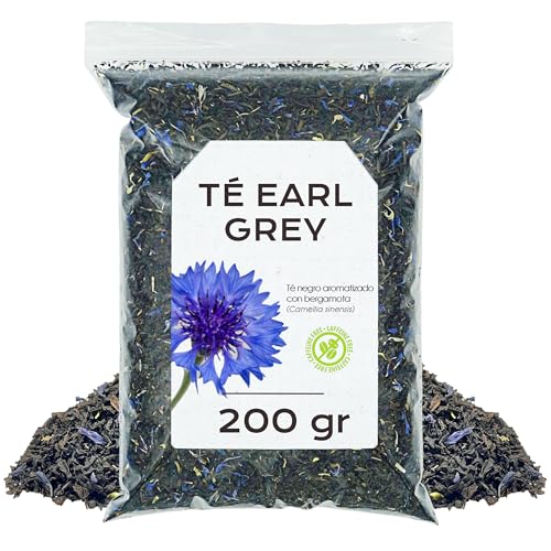 Te Negro Earl Grey con Bergamota 200 g - Rico en Antioxidante - Te a Granel - Infusion de Hierbas - Suave y Aromatico (200 gr, Té Earl Grey)
