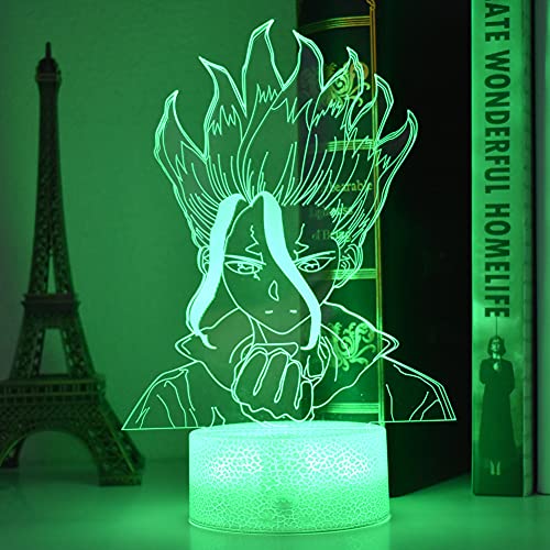 3D Lamp Anime Manga Ishigami Senkuu Dr.stone Figure Usb Night Light Desk Table Lamps For Home Decoration Lights Valentine's Day/Christmas Gift (7 Color Touch Lava Base) #TOP4