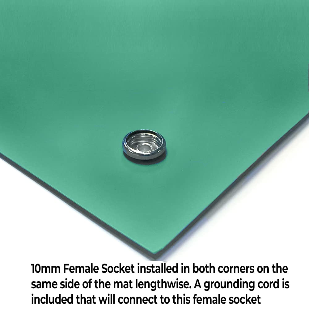 RubberStat Dual Layer ESD Compliant Workstation Rubber Table Mat Kit, Soldering, Cell Phone Repair, with Wrist Strap Set and Ground Cord – 24″x24″ Green RubberStat Dual Layer ESD Compliant Workstation Rubber Table Mat Kit, Soldering, Cell Phone Repair, with Wrist Strap Set and Ground Cord – 24″x24″ Green