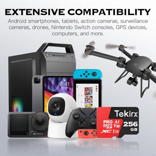 Image of 256GB Micro SD Memory Cards, SD Card,UHD Video for GoPro,Action Camera,4K Camera Pro,Smartphone,MicroSDXC Memory Card UHS-I U3 A1 V30