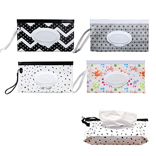Dispensador de Toallitas,Dispensador Toallitas Bebe,Funda Humedas Toallitas Bebe,Bolsa Toallitas Bebe Portátil, Viajes Bebe Mojado Tejido Caja, Dispensador Toallitas Humedas,Reutilizable,4PCS