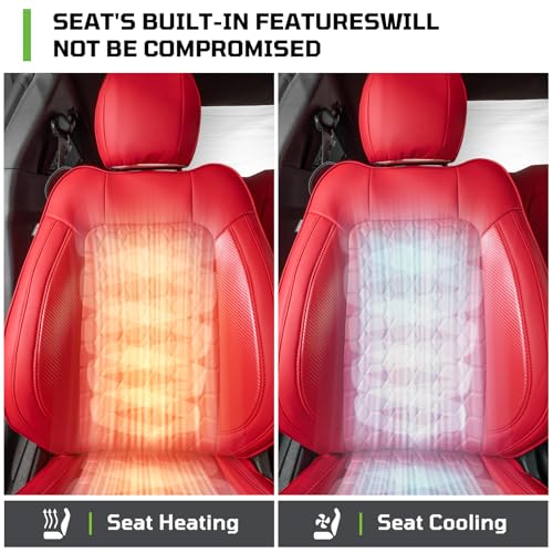 Image of Custom Leather Car Seat Covers for Ford Mustang 2015-2023 Coupe, Red