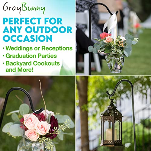 Bird Feeder Pole -10 Pack - 48" Heavy Duty Shepherds Hook For Bird Feeders For Outside, 2/5" Thick Bird Feeder Stand, Non Hallow Hanging Plant Stand & Bird Feeder Hanger - Black #TOP5