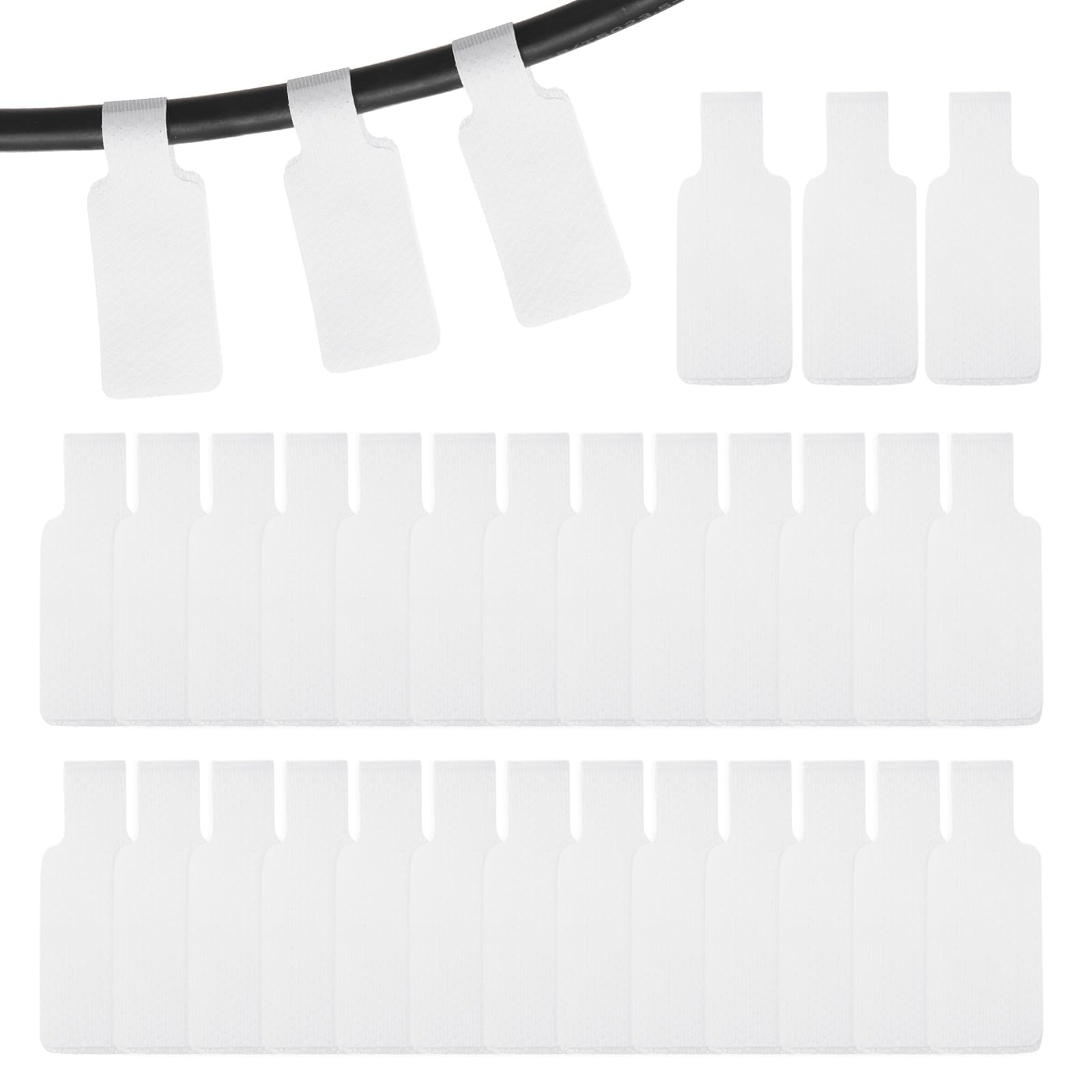 PATIKIL 32Pcs Cable Labels Tags, 1.8" Write on Wire Tags Cord Labels Hook Loop Rectangle Cable Ties for Electronics Organize Wire Classify Identification Management, White