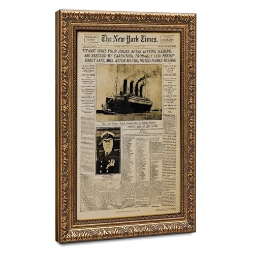 Toile Titanic Vintage NY Times pour décoration murale de bureau et cabinet de curiosités