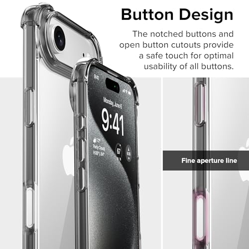 Image of ExpressBfor iPhone Air Case Cover | Anti-Scratch | Soft Shockproof Cushion Corners Camera Protection Back Cover | Hard Transparent Back Cover Case for iPhone Air - Clear with Black Sides