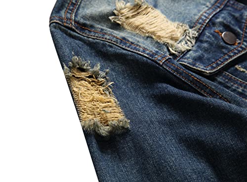 Qimyum Jean Jacket For Men, Distressed Slim Denim Jacket (X-Large, Blue2803) #TOP7