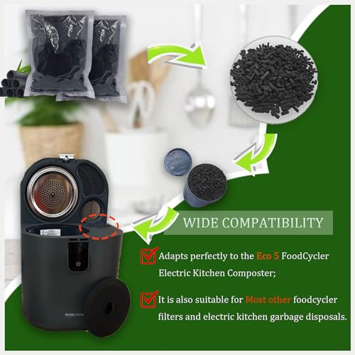 Image of PurifyLogix Activated Carbon Filter Refill for FoodCycler Waste Composters | 1.6 Pounds, Kitchen Odor-Absorbing Replacement Charcoal Compatible with Eco 5 FoodCycler Indoor Electric Composter(2PCS)