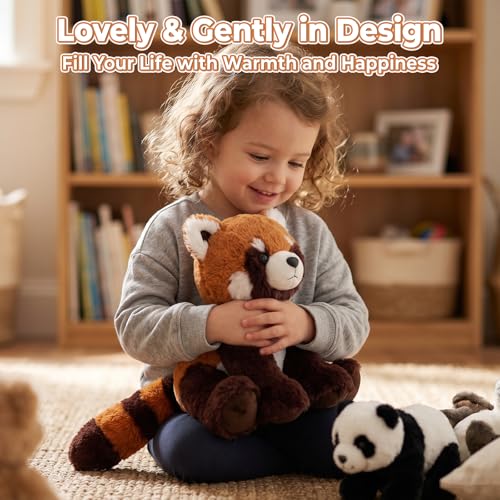 Image of Ditucu Red Panda Stuffed Animal 8 inch Cute Realistic Plush Toys Ultra Soft Plushies Gifts for Kids