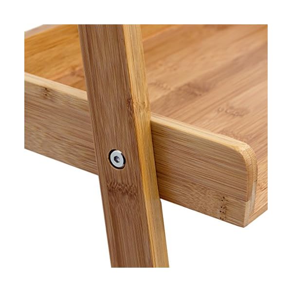 Relaxdays Leiterregal Bambus HxBxT 176 x 44 x 37 cm 4-stufiges Standregal mit Ablagen als dekoratives Regal für das Arbeitszimmer und Wohnzimmer als Wandlehnregal und Holzregal mit 4 Fächern, natur – Bild 6
