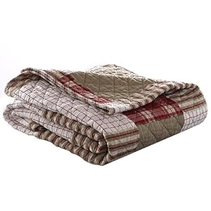 Eddie Bauer Throw Blanket Reversible Cotton Quilted Bedding Home Decor for All Seasons 50 x 60 Camano Island Red
