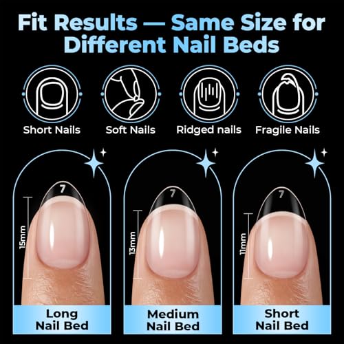 Image of UNA GELLA Extra Short Almond Nail Tips Full Cover 450PCS 15 Sizes