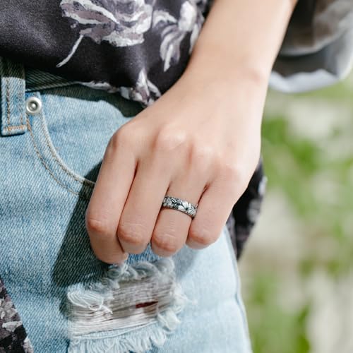 ThunderFit Silicone Wedding Bands for Women, Breathable Printed Design Rubber Engagement Rings 5.5mm Wide 1.8mm Thick - 1 Pack3