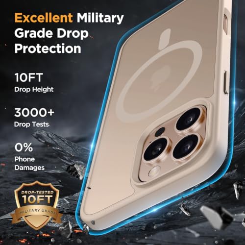 Image of miracase Magnetic for iPhone 16 Pro Max Case, [Compatible with MagSafe] [Military-Grade Protection], Anti-Fingerprint, Slim Case for 16 Pro Max 6.9 inch- Gold