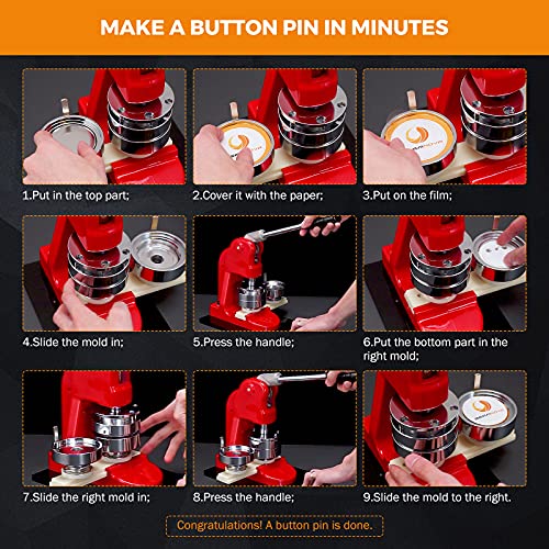 BEAMNOVA 58mm / 2.28 in (About 2-1/4 Inch) Button Maker Machine, Round Pin Maker Kit, Badge Press Machine with 1000 Button Blanks Parts Supplies