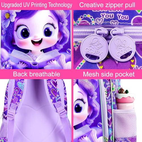 Image of AGSDON 3PCS Mermaid Backpack for Girls, 16 inch Kids Backpacks Water Resistant with Lunch Box, Bookbag for Elementary Preschool