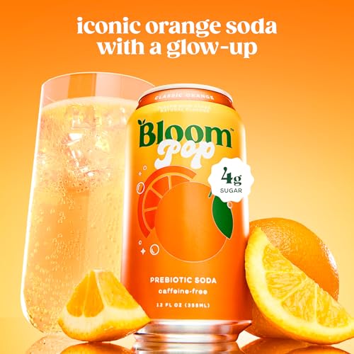 Image of Bloom Pop Prebiotic Soda, Gut Health Support, Classic Orange, 12 Pack | Classic orange flavor with clinically backed prebiotics for gut health, metabolism support and soda satisfaction.