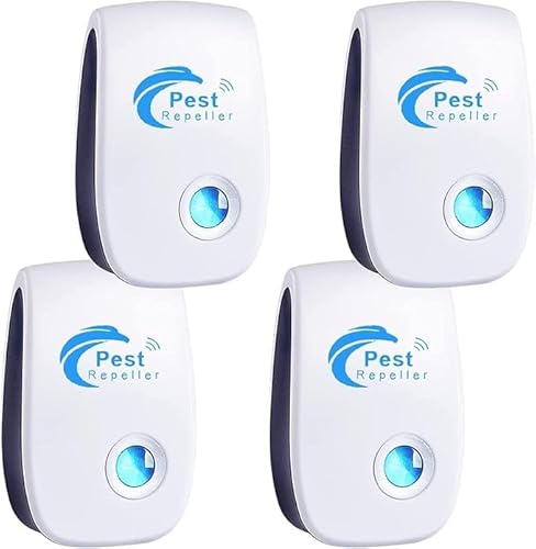 RUTIDA Ultrasonic Pest Repeller, 4 Pack Electronic Plug In Mice Repellent Indoor Pest Control Insect, Insect Repellent for Mosquitos, flys, Spiders, Ants, Bugs