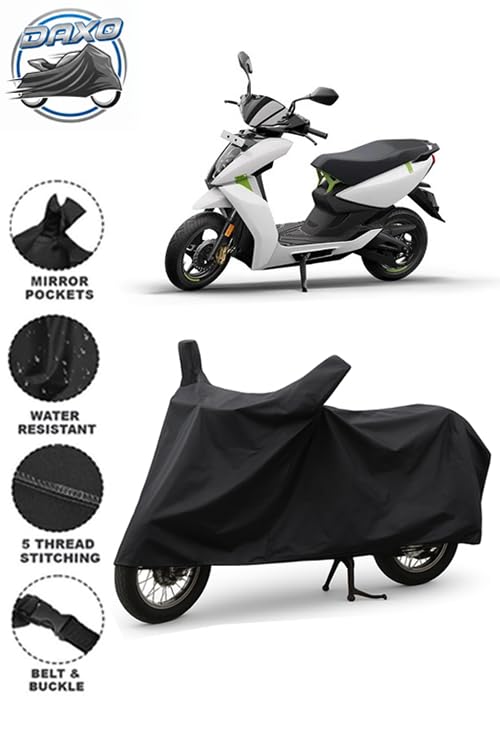 Image of Daxo Waterproof Scooty Cover for Ather Energy 450x | All Weather Protection from Rain, Dust, UV Rays & Scratches with Mirror Pockets & Buckle Belt | Energy 450x Scooty Cover