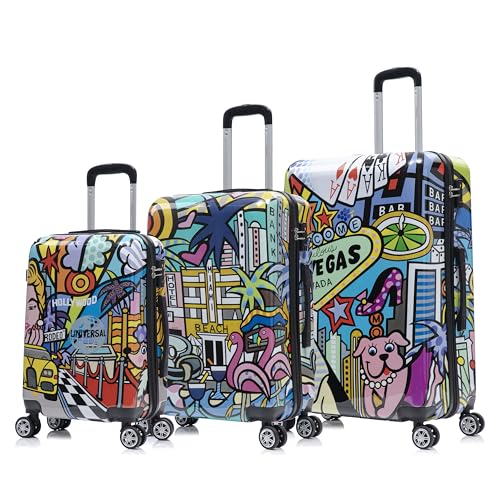 InUSA Cities Print Luggage Set with Spinner Wheels