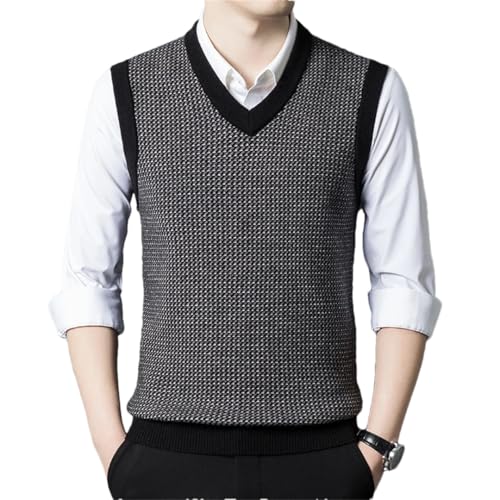 Men 14% Wool Knit Tank Sleeveless Sweater Jumpers Thick For Winter V Neck Retro Vest