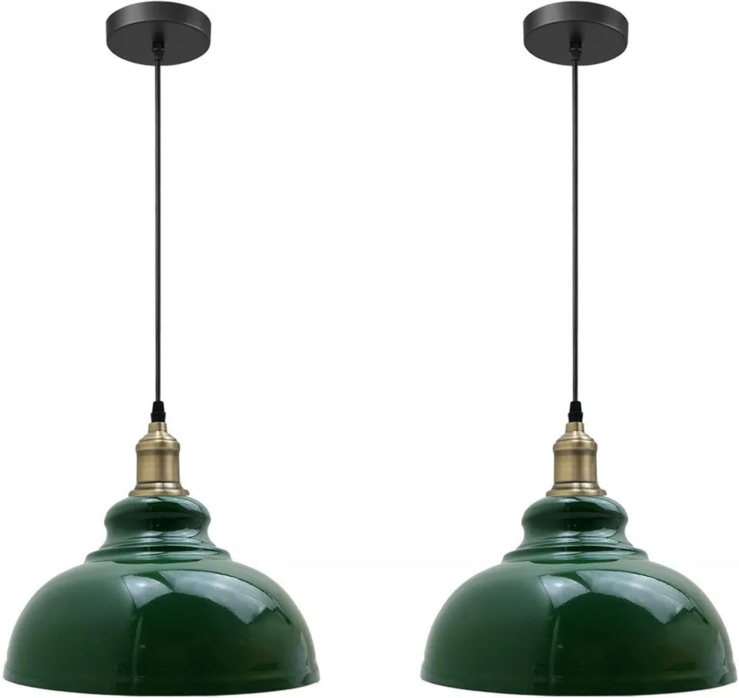 LEDSone Modern Industrial Ceiling Pendant Light 2Pack Metal Green Hanging Light Fixture with 95cm Adjustable Cable Vintage Lighting for Bedroom Hallway Office Kitchen and Living Room — image 1