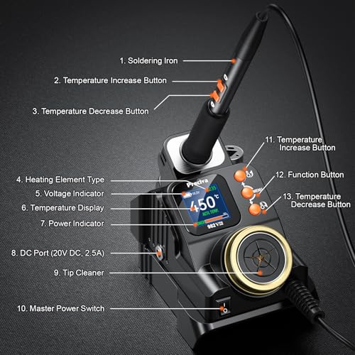 Preciva Cordless Soldering Station, 50W Digital Display Soldering Iron Kit 90-450℃ Adjustable, Rapid Heating with 2 Tips - Compatible 18-20V Battery for DIY, Appliance Repair(Battery Not Included) 6 Preciva Cordless Soldering Station, 50W Digital Display Soldering Iron Kit 90-450℃ Adjustable, Rapid Heating with 2 Tips - Compatible 18-20V Battery for DIY, Appliance Repair(Battery Not Included) - Image 6