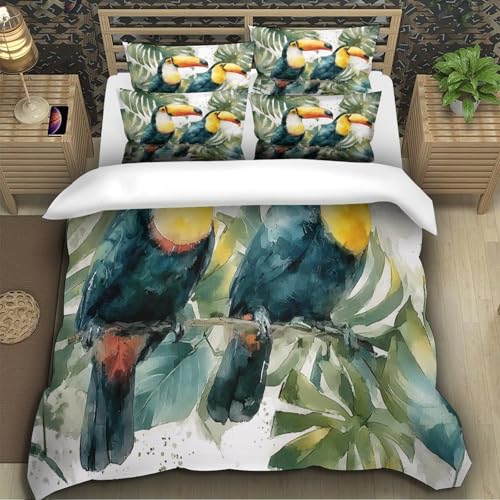 Parure de lit toucan microfibre 135x200cm pour lit simple