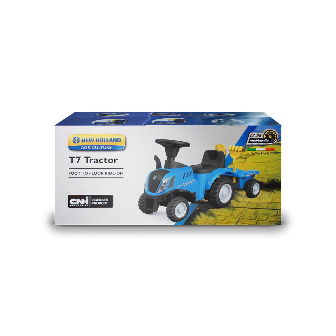 Sport1 Trattore con rimorchio Ride-on. Trattore Giocattolo per Bambini. Cavalcabile Bambino 1 Anno-3 Anni. Trattore con Volante per Bambini, Suoni, luci, rimorchio e Accessori. Trattore Bambini Blu.