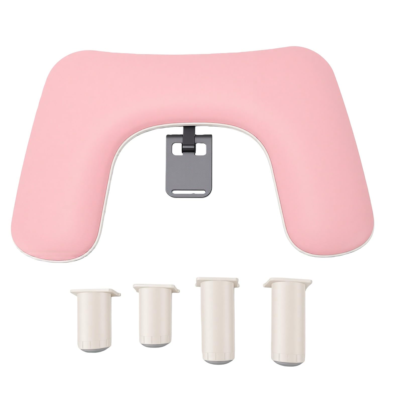 Poggiabraccio per Manicure a Forma di U, Rosa | Supporto per telefono in pelle PU regolabile in altezza, 3 livelli, gambe di bloccaggio regolabili 80 a 150 mm per Nail Tech