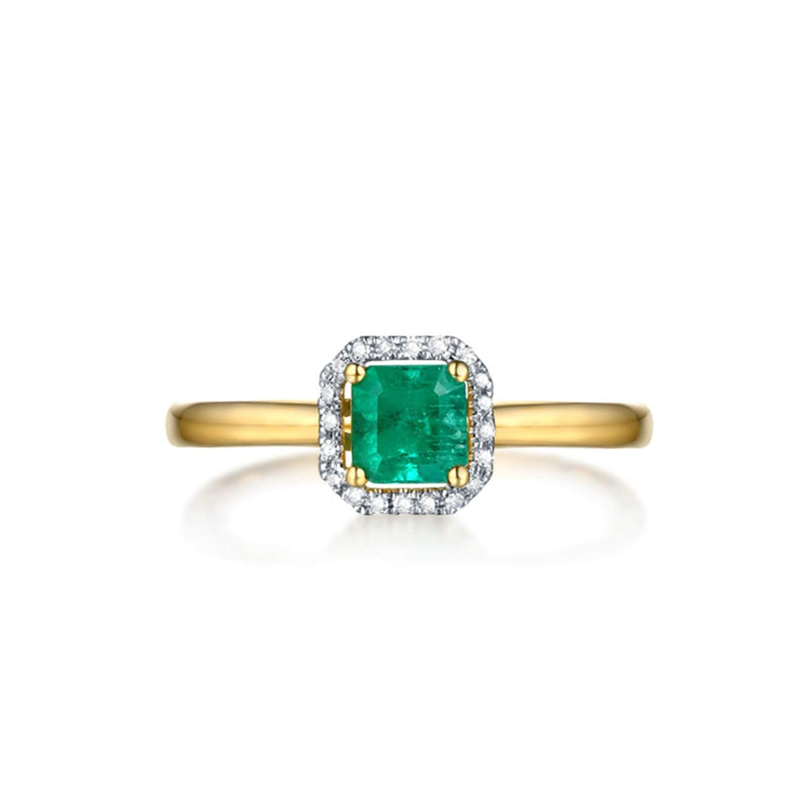 Beydodo Pierścionek zaręczynowy 18 K 750 kwadratowy szmaragd 0,5 ct damski pierścionek złoto obrączki ślubne z diamentem e 18 karatów (750) żółte złoto, 49 cm (15,6 cala), colore: złoto, cod. TLLWGZ5229