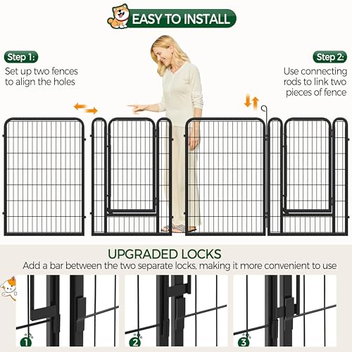 Yaheetech Dog Playpen Outdoor, 40 inch 32 Panels Dog Pen Indoor Heavy Duty Puppy Exercise Pen Metal Pet Fence for RV Camping/Yard/Garden