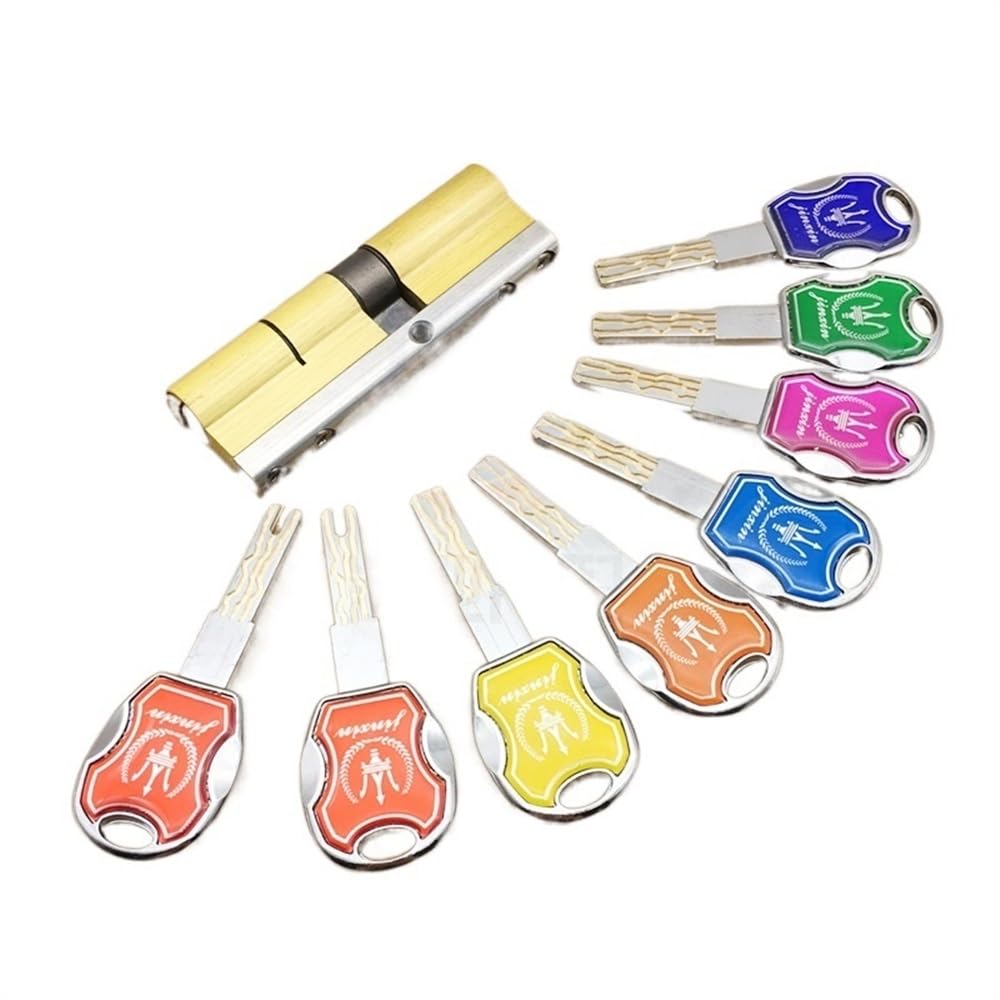 YUCHUANGYE Lock Cylinders Door Lock Brass Cylinder Double Open Sided Break Anti Pry Stainless Steel Bar Brass Snake Groove Cylinder Color 8 Keys Barrel Lock(80(32.5-47.5))