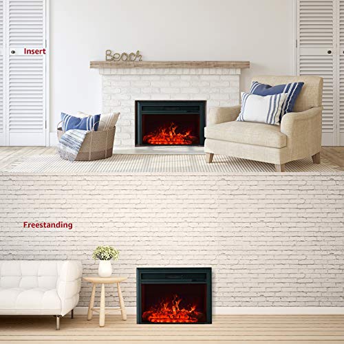FLAME&SHADE 28 Inch Wide Electric Fireplace Insert, Portable Free-Standing Heater with Remote Control & Timer, 1500/750w - Thumbnail 3