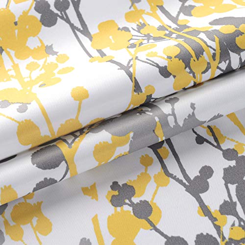 Driftaway Leah Abstract Floral Blossom Ink Painting Room Darkening Thermal Insulated Grommet Unlined Window Curtains 2 Panels Each Size 52 Inch By 120 Inch Golden Yellow Silver Gray #TOP3