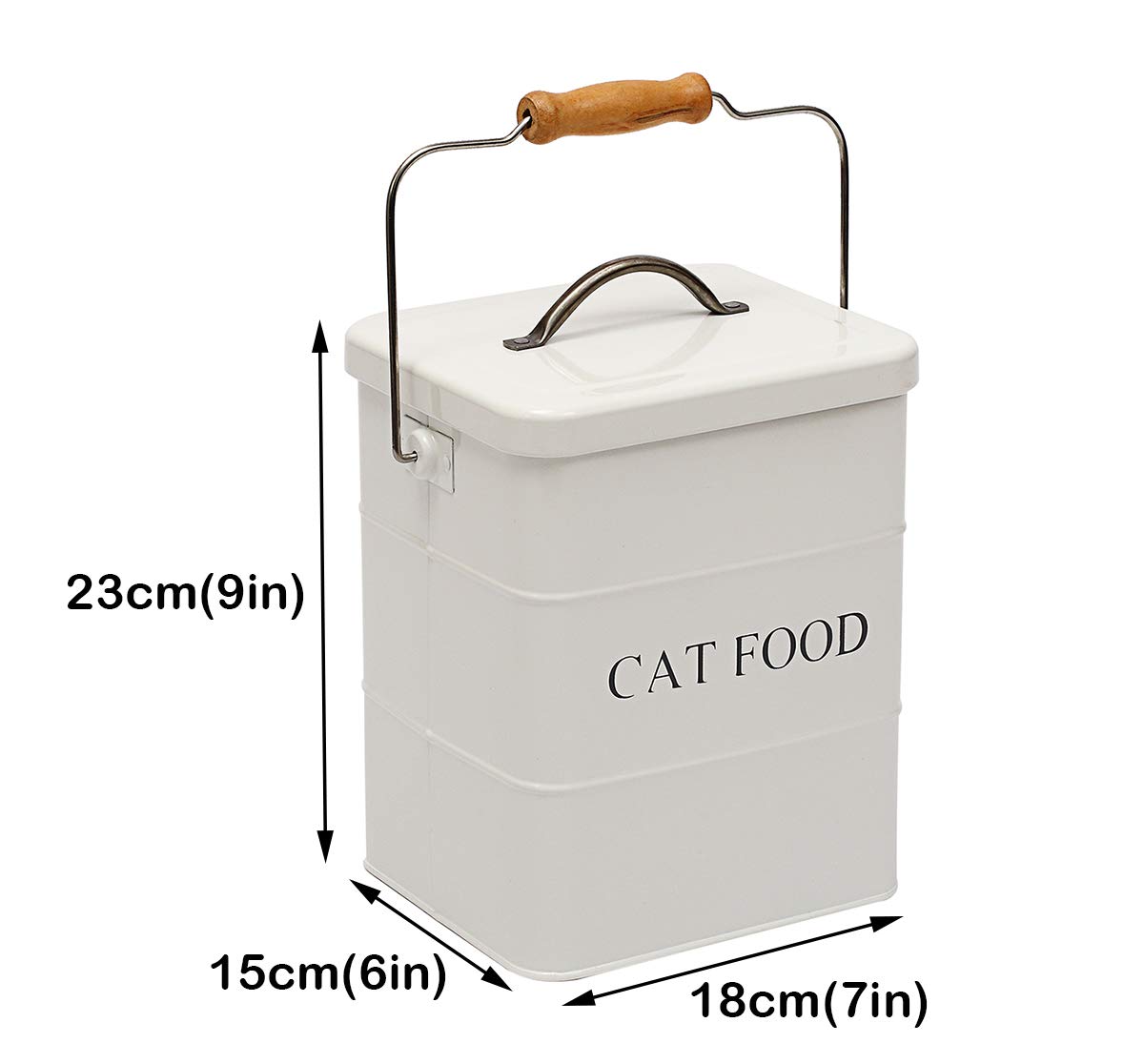 Morezi Recipiente de almacenamiento de comida para mascotas de 6L, con tapa y cuchara, contenedor pienso gatos-Gato-Blanco